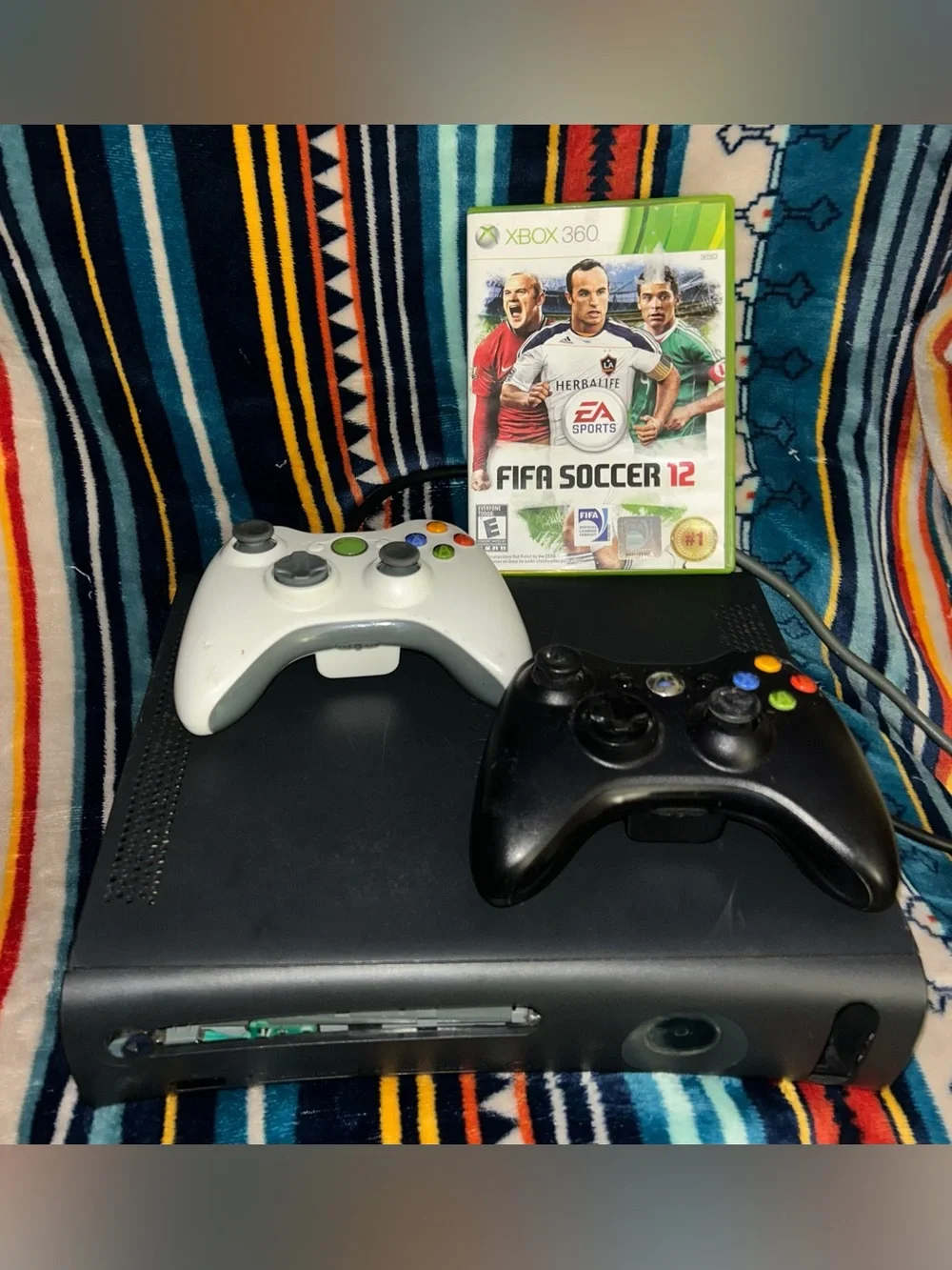 X-Box 360 Console includes Game, Cords & 2 Remotes